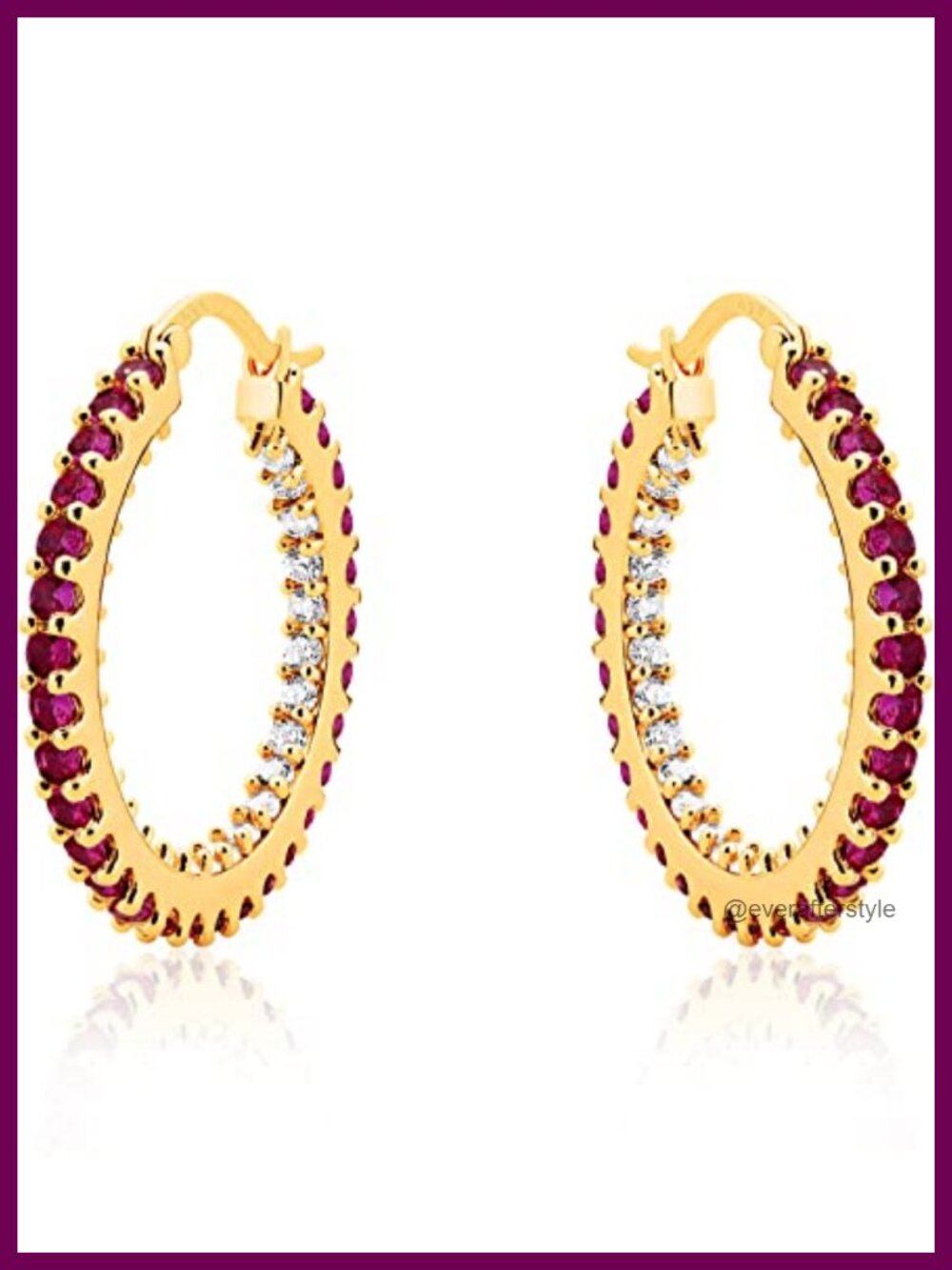 Cubic Zirconia Gold Plated Hoop Earrings for Women 925 Sterling Silver Post 18K
